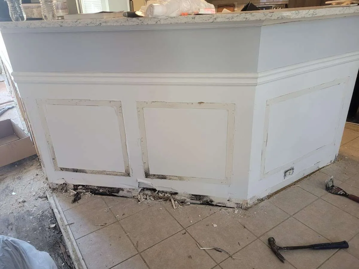 Water damage and mold on kitchen during Storm Damage Restoration in Wright